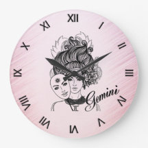 Gemini Masked Lady Zodiac Roman Numerals Rosa