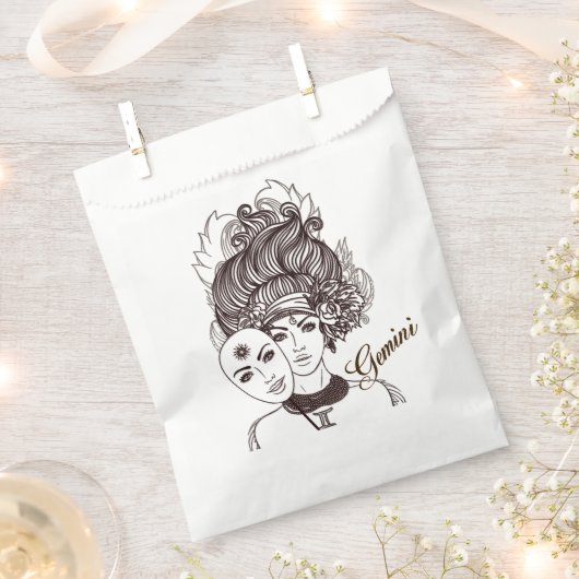 Gemini Masked Lady Zodiac Rustic Geschenktütchen (Ausgeschnitten)