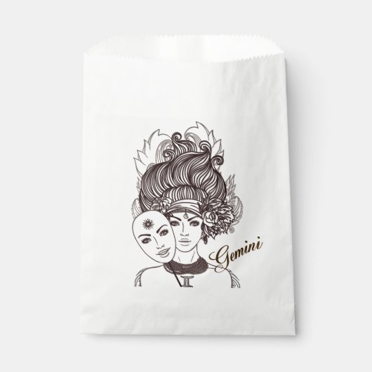 Gemini Masked Lady Zodiac Rustic Geschenktütchen (Vorderseite)