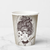 Gemini Masked Lady Zodiac Rustic Pappbecher (Rückseite)