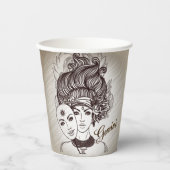 Gemini Masked Lady Zodiac Rustic Pappbecher (Vorderseite)