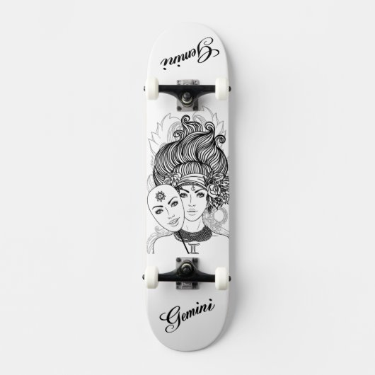 Gemini Masked Lady Zodiac Skateboard (Vorderseite)