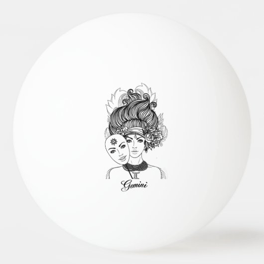 Gemini Masked Lady Zodiac Tischtennisball (Rückseite)