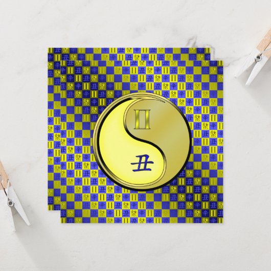 Gemini & Metal Ox Karte (Vorderseite/Rückseite Beispiel)