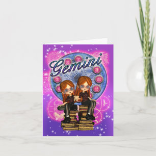 Gemini-Mitteilungskarten mit Niedlichen Zwillingsm Karte