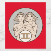 Gemini Mucha Art Nouveau Weinetikett (Einzelnes Label)