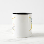 Gemini Name Blue & Gold Floral Zweifarbige Tasse (Mittel)
