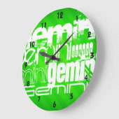 Gemini; Neon Green Stripes Große Wanduhr (Winkel)