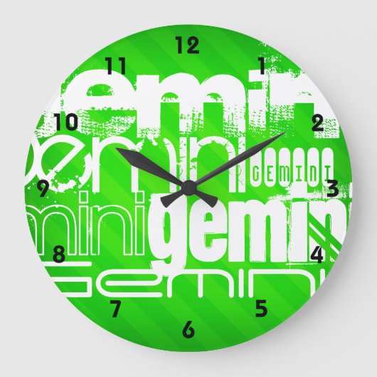 Gemini; Neon Green Stripes Große Wanduhr (Vorderseite)