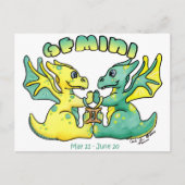 Gemini niedlich zodiale kleine Flügeldrache Postkarte (Vorderseite)