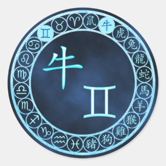 Gemini/Ox Runder Aufkleber