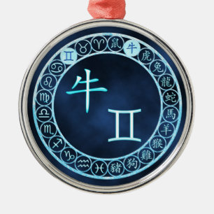 Gemini/Ox Silbernes Ornament