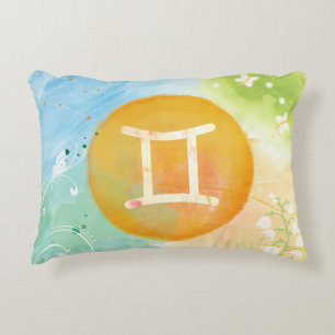 Gemini Pastel Watercolor Astrologie Zodiac Zeichen Dekokissen