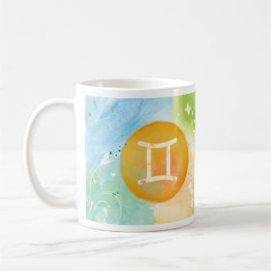 Gemini Pastel Watercolor Astrologie Zodiac Zeichen Kaffeetasse