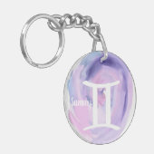 Gemini Personalisiert Watercolor Zodiac Zeichen Schlüsselanhänger (Vorderseite links)