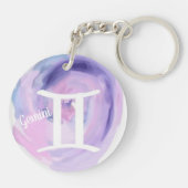 Gemini Personalisiert Watercolor Zodiac Zeichen Schlüsselanhänger (Rückseite)