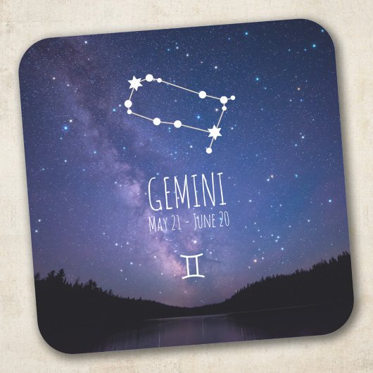 Gemini | Personalisierte Sternbilder Quadratischer Aufkleber
