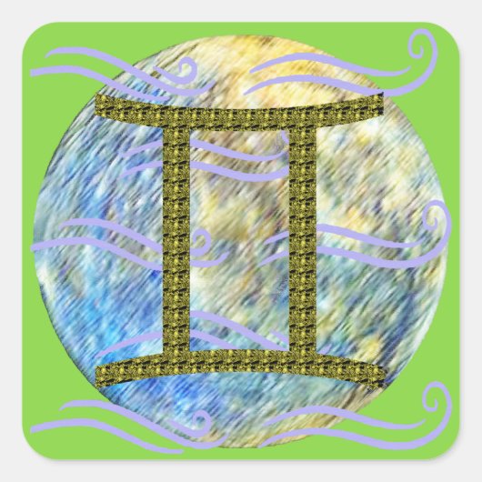 Gemini Quadratischer Aufkleber (Vorderseite)