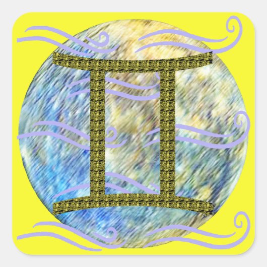 Gemini Quadratischer Aufkleber (Vorderseite)