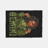 Gemini Queen Loc'd Black Woman Camo Zodiac Sign Fleecedecke (Vorderseite (Horizontal))