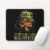 Gemini Queen Loc'd Hair Black Woman Camo Cap Zodia Mousepad (Mit Mouse)