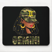 Gemini Queen Loc'd Hair Black Woman Camo Cap Zodia Mousepad (Vorne)