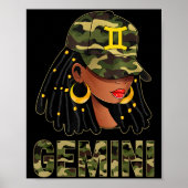 Gemini Queen Loc'd Hair Black Woman Camo Cap Zodia Poster (Vorne)