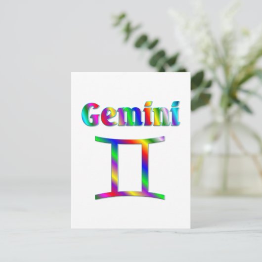 Gemini Rainbow Postkarte (Stehend Vorderseite)