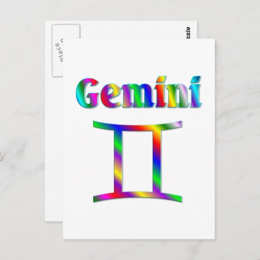 Gemini Rainbow Postkarte (Vorne/Hinten)