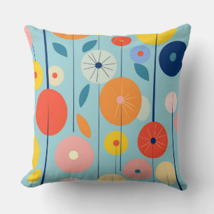 Gemini Retro Atomic Garden Circle Kissen sagte