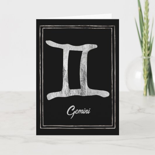 Gemini Silber zodiac Astrologie Glücklich Geburtst Karte (Vorderseite)