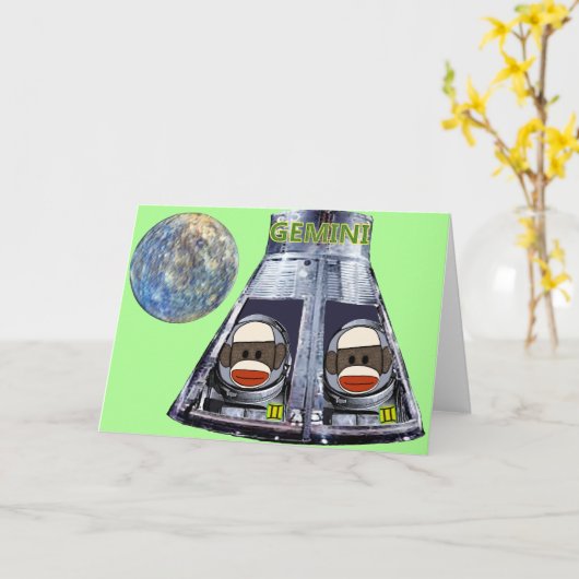 Gemini Sock Monkeys Karte (Gelbe Blume)