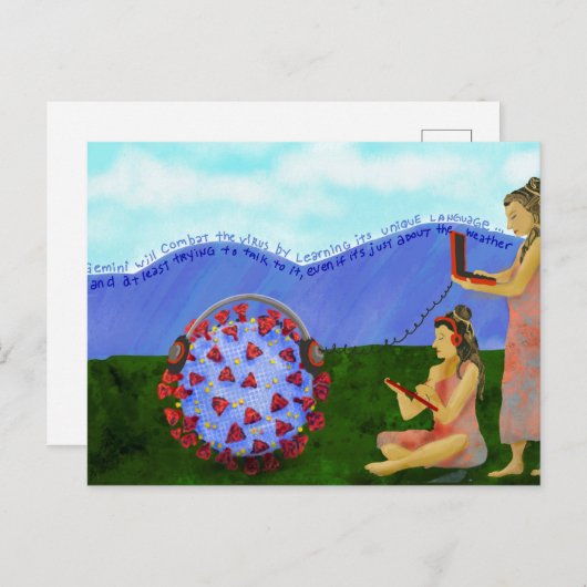 Gemini Sonnenzeichen bekämpft das Virus nach Karte (Vorne/Hinten)