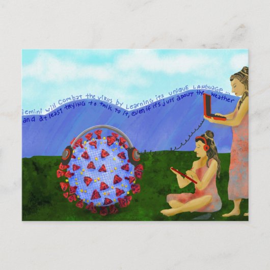 Gemini Sonnenzeichen bekämpft das Virus nach Karte (Vorderseite)