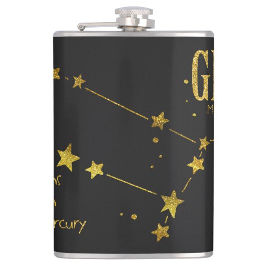 Gemini Star-Zeichen Flachmann (Vorderseite)