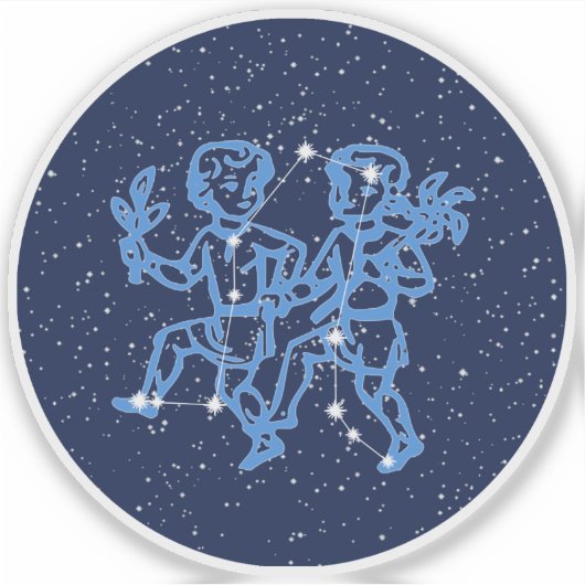Gemini-Sternbild und Zodiaka-Zeichen mit Sternen Aufkleber (Vorderseite)