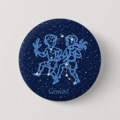 Gemini-Sternbild und Zodiaka-Zeichen mit Sternen Button (Vorderseite)
