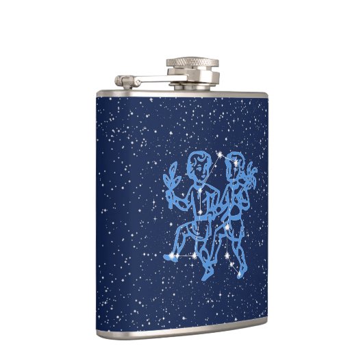 Gemini-Sternbild und Zodiaka-Zeichen mit Sternen Flachmann (Rechts)