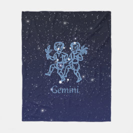 Gemini-Sternbild und Zodiaka-Zeichen mit Sternen Fleecedecke
