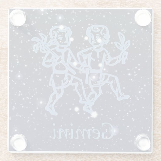 Gemini-Sternbild und Zodiaka-Zeichen mit Sternen Glasuntersetzer (Rückseite)