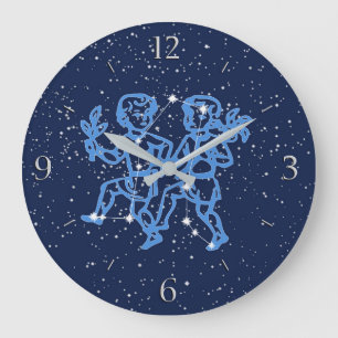Gemini-Sternbild und Zodiaka-Zeichen mit Sternen Große Wanduhr