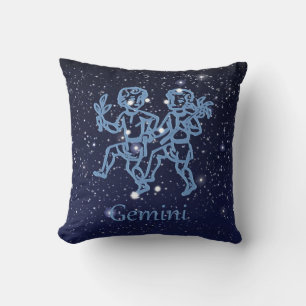 Gemini-Sternbild und Zodiaka-Zeichen mit Sternen Kissen
