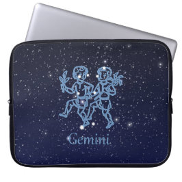 Gemini-Sternbild und Zodiaka-Zeichen mit Sternen Laptopschutzhülle