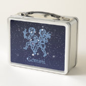 Gemini-Sternbild und Zodiaka-Zeichen mit Sternen Metall Lunch Box (Rückseite)
