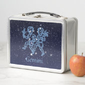 Gemini-Sternbild und Zodiaka-Zeichen mit Sternen Metall Lunch Box (Beispiel)