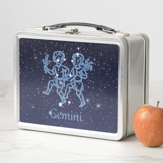 Gemini-Sternbild und Zodiaka-Zeichen mit Sternen Metall Lunch Box (Beispiel)