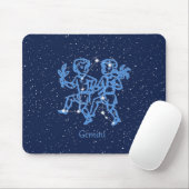 Gemini-Sternbild und Zodiaka-Zeichen mit Sternen Mousepad (Mit Mouse)