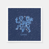 Gemini-Sternbild und Zodiaka-Zeichen mit Sternen Serviette (Vorderseite)