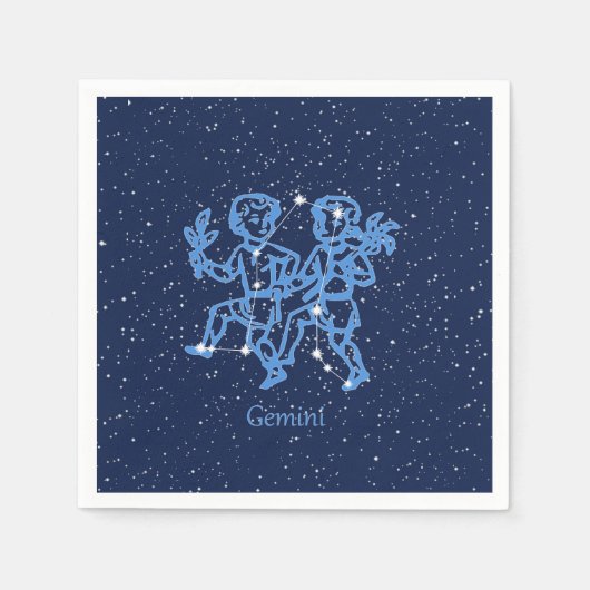 Gemini-Sternbild und Zodiaka-Zeichen mit Sternen Serviette (Vorderseite)