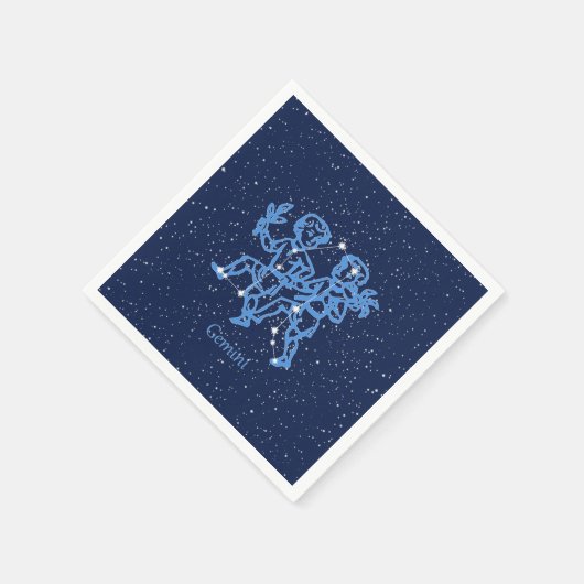 Gemini-Sternbild und Zodiaka-Zeichen mit Sternen Serviette (Ecke)